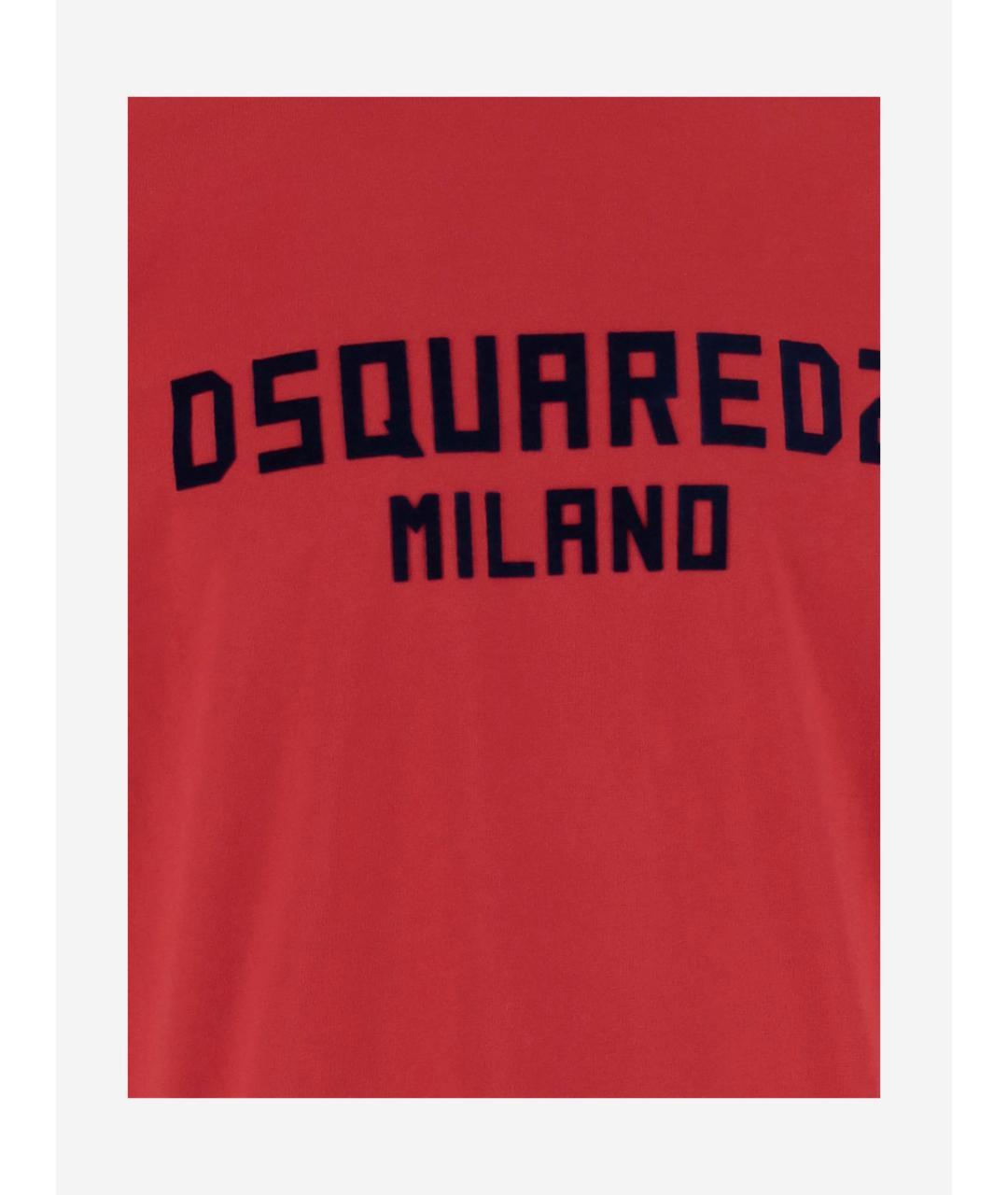 DSQUARED2 Красная хлопковая футболка, фото 5