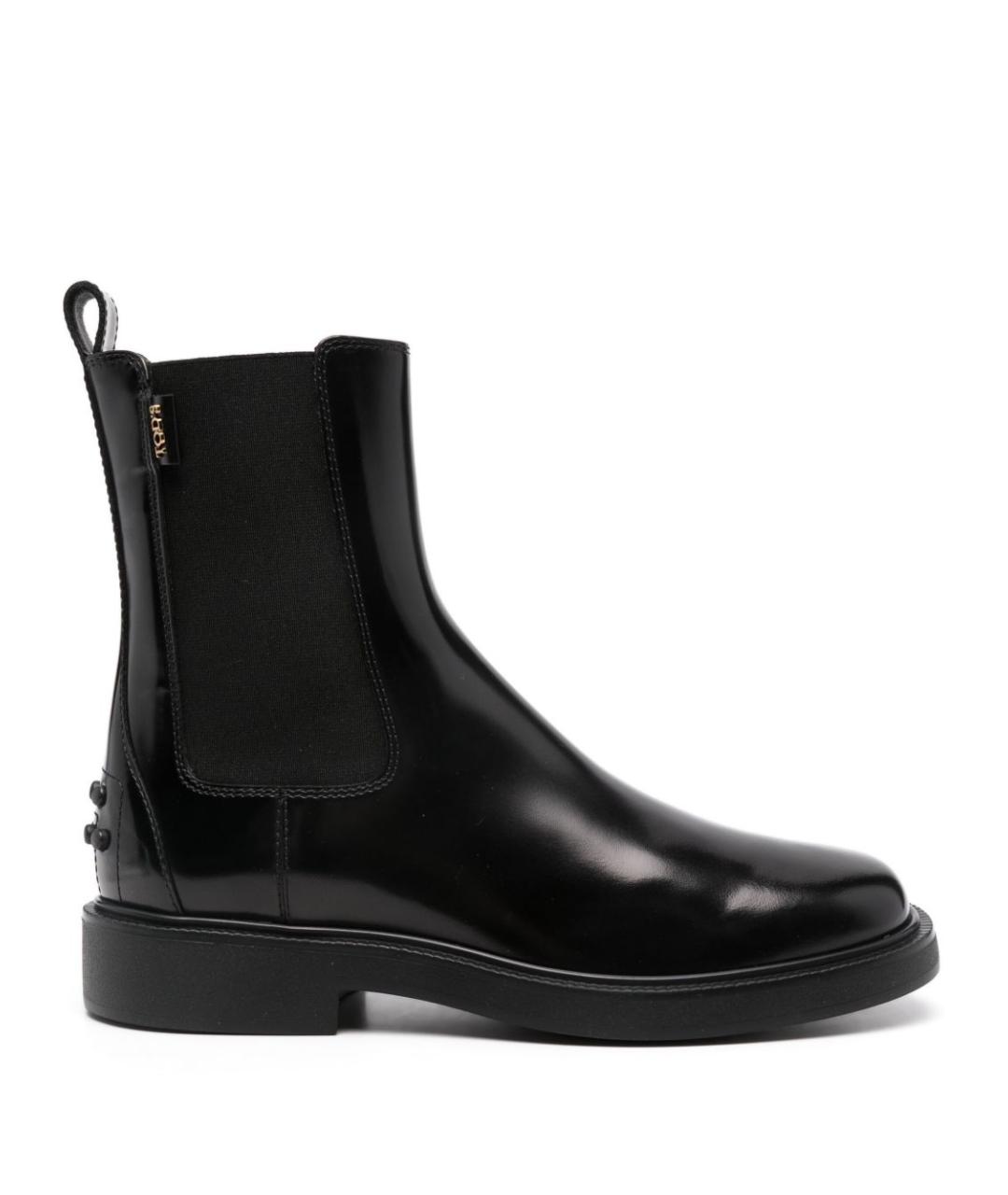 TOD'S Черные кожаные сапоги, фото 1