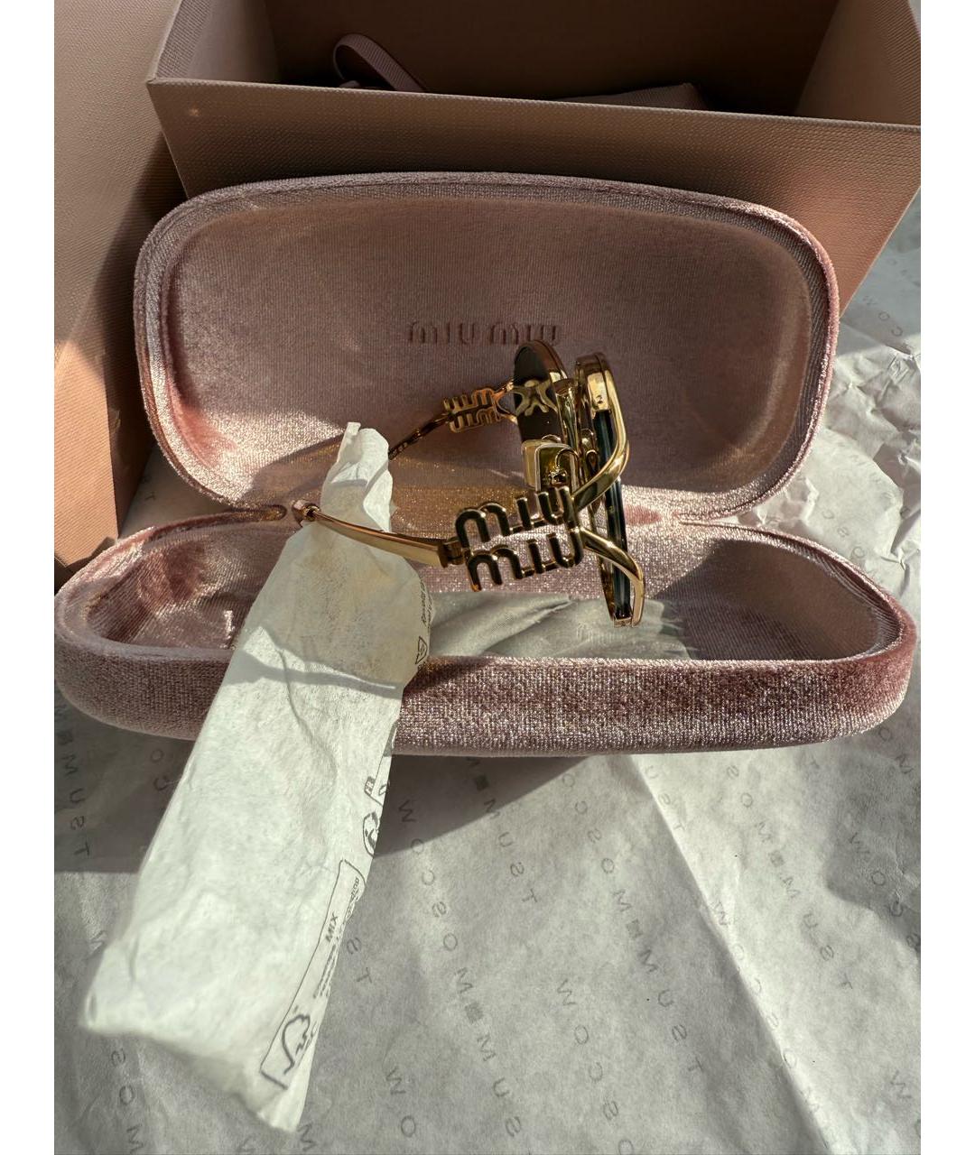 MIU MIU Золотые металлические солнцезащитные очки, фото 6