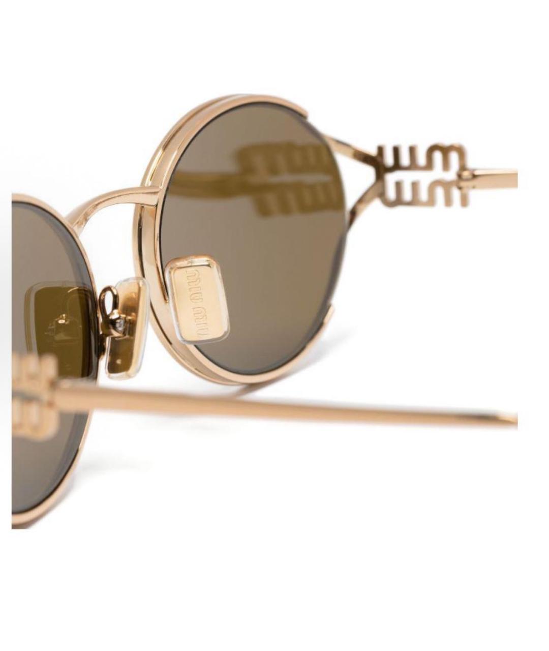 MIU MIU Золотые металлические солнцезащитные очки, фото 3