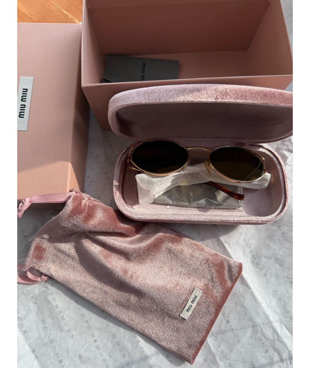 MIU MIU Золотые металлические солнцезащитные очки, фото 4