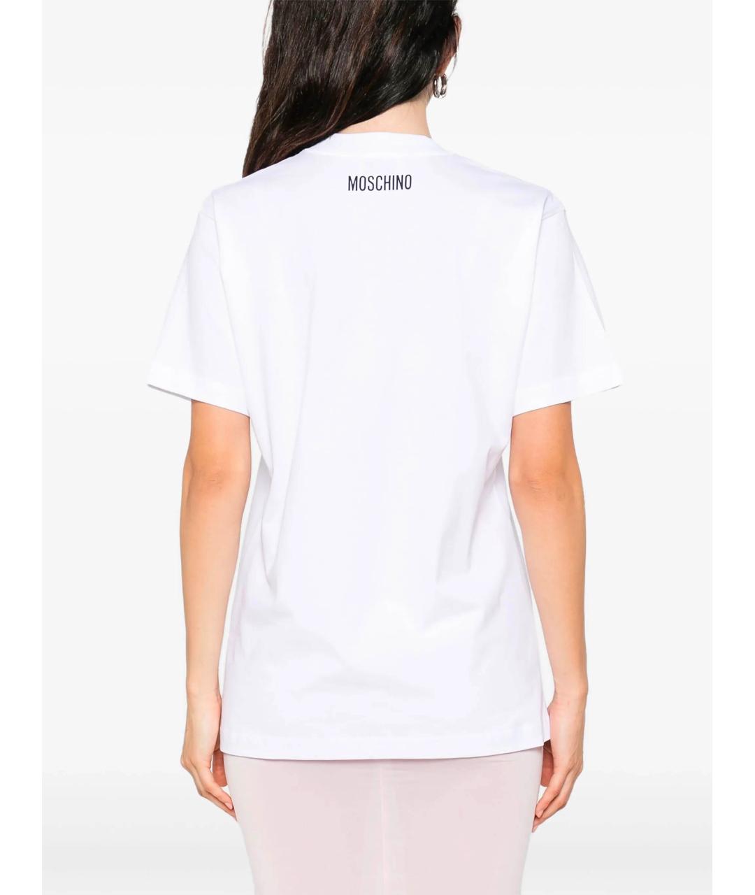 MOSCHINO Белая хлопковая футболка, фото 4