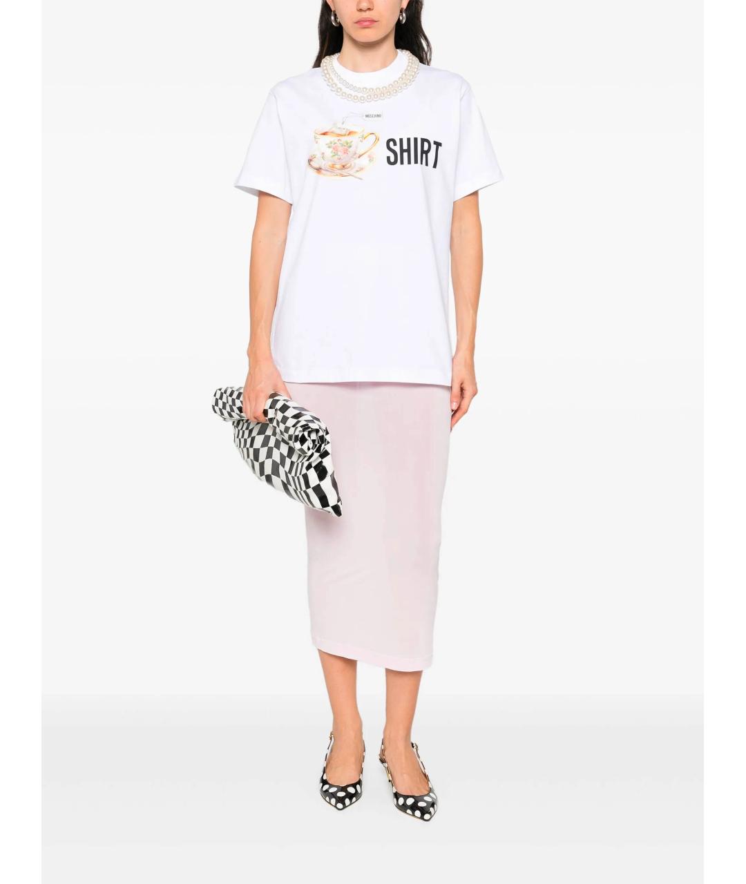 MOSCHINO Белая хлопковая футболка, фото 2