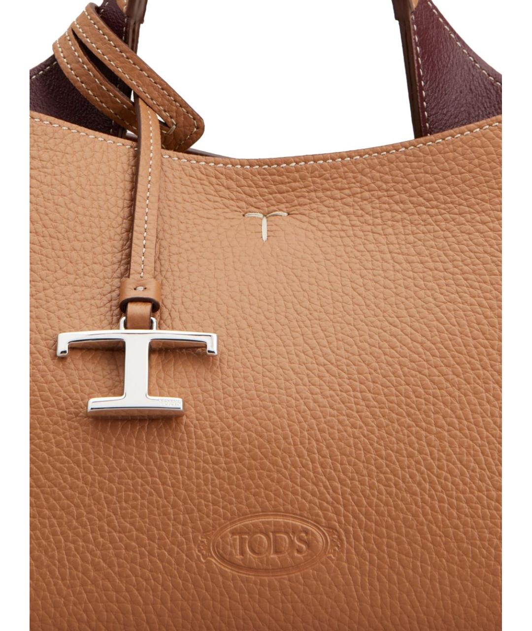 TOD'S Коричневая кожаная сумка тоут, фото 4