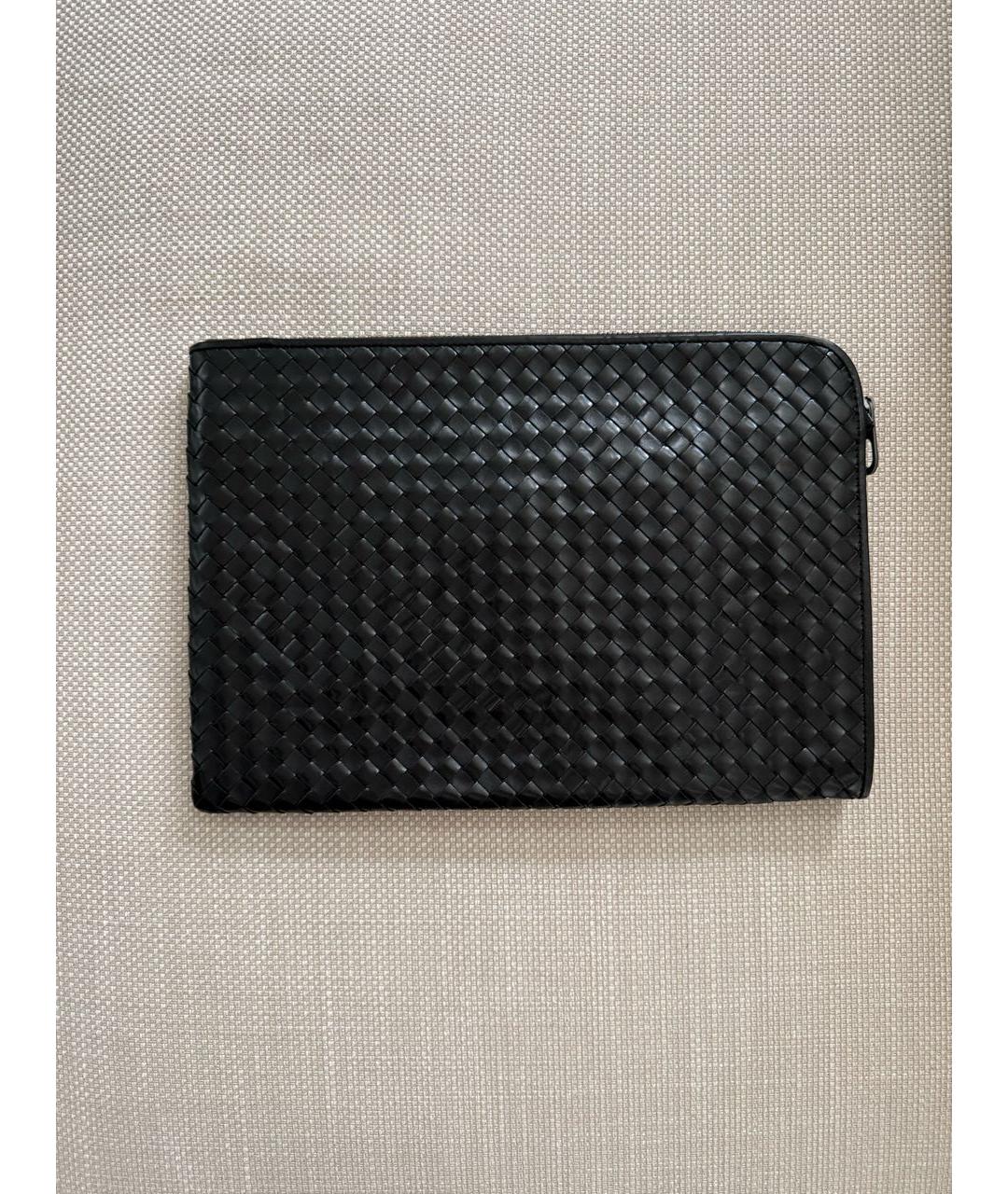 BOTTEGA VENETA Черная кожаная папка для документов, фото 2