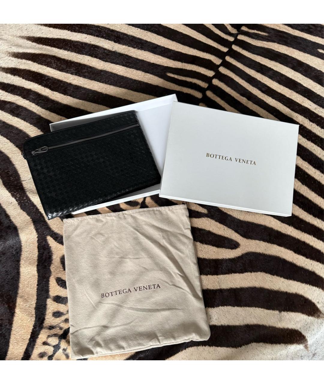 BOTTEGA VENETA Черная кожаная папка для документов, фото 7
