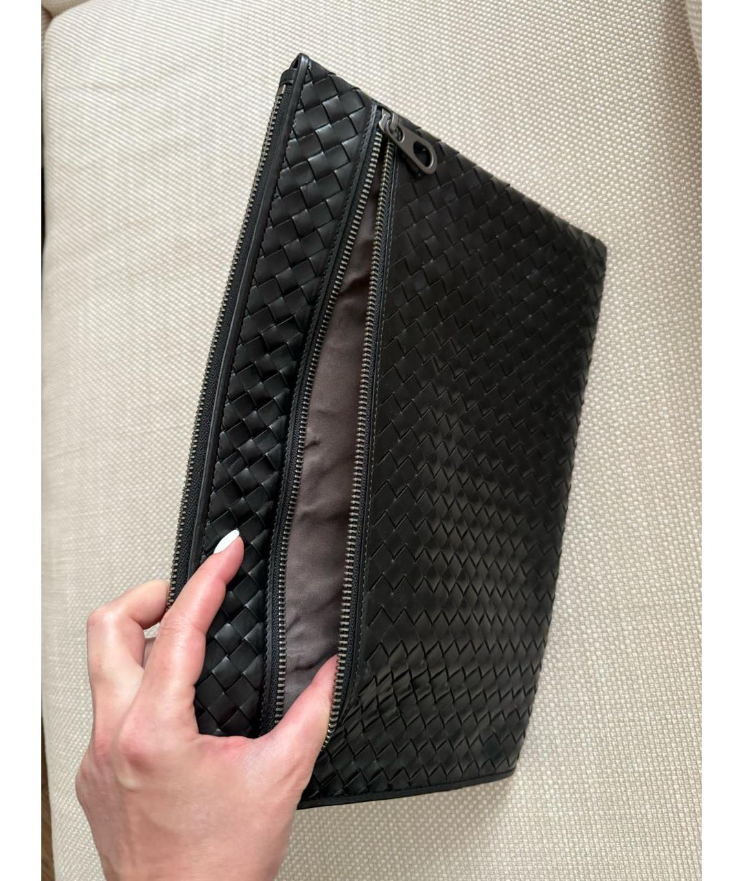 BOTTEGA VENETA Черная кожаная папка для документов, фото 4