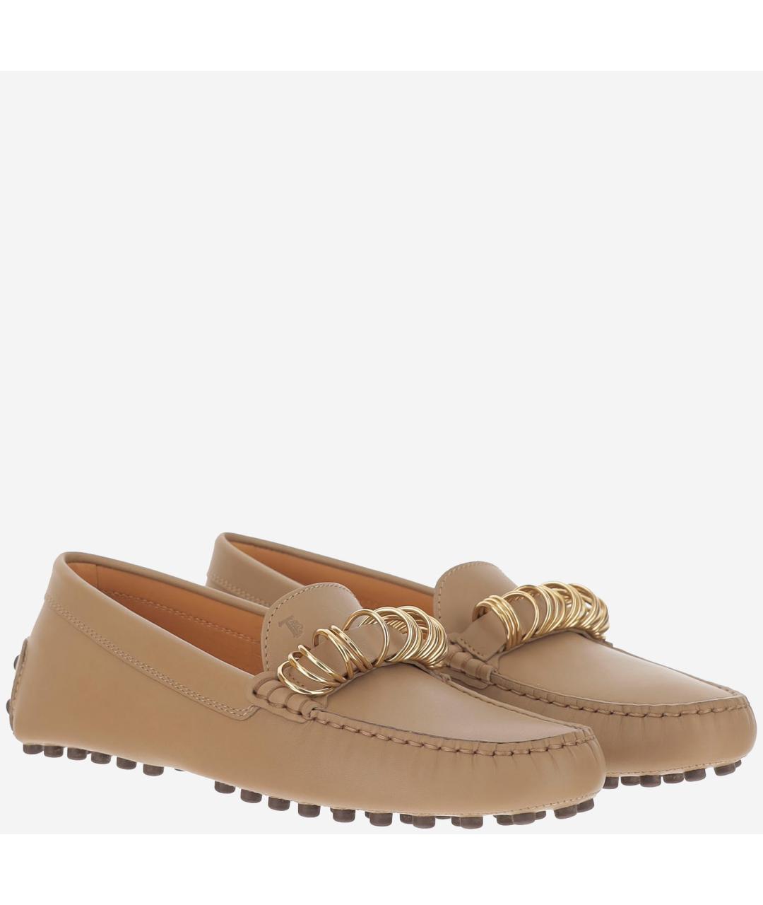 TOD'S Бежевые кожаные мокасины, фото 2