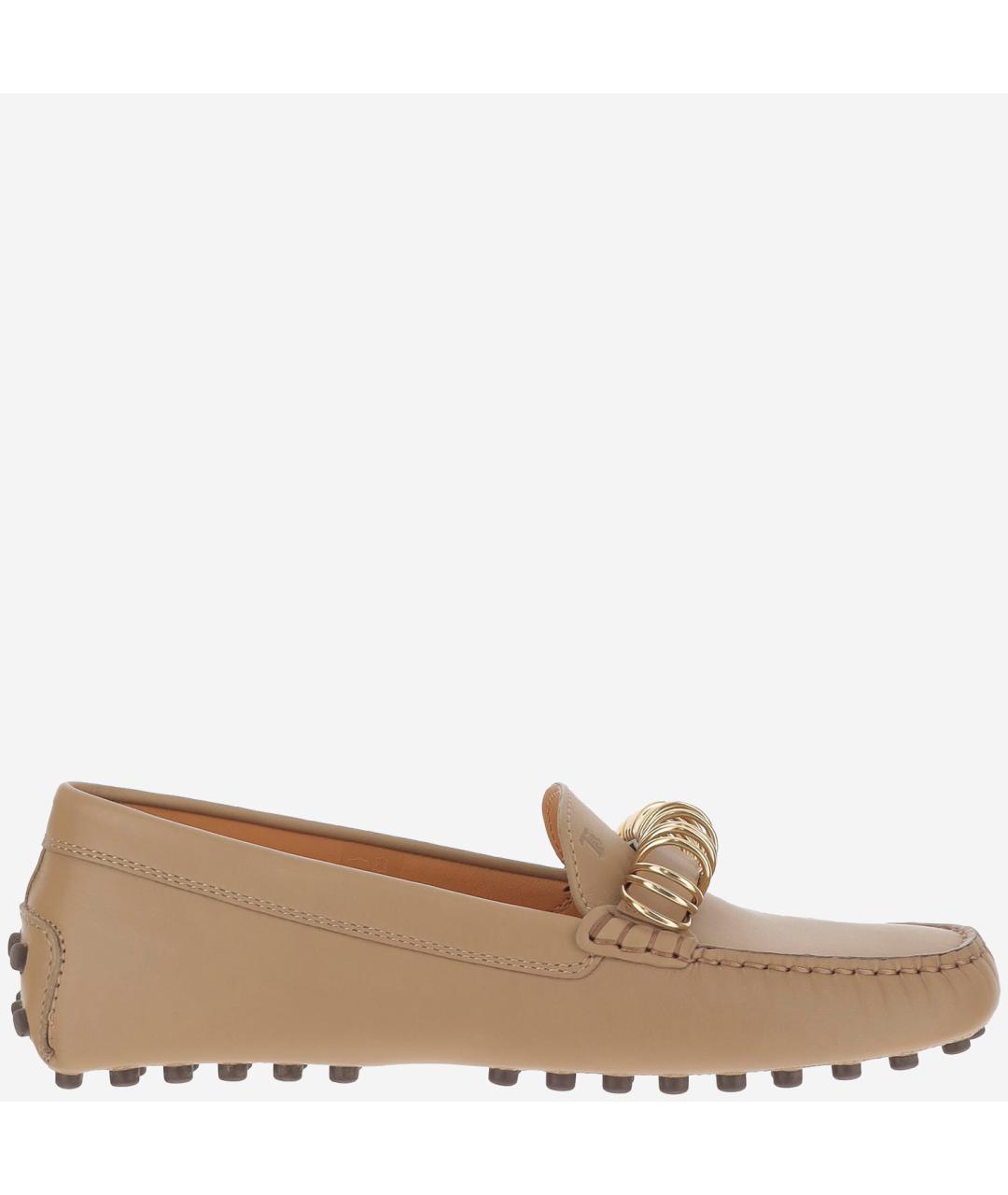 TOD'S Бежевые кожаные мокасины, фото 5
