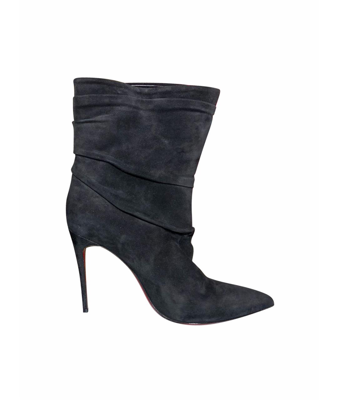 CHRISTIAN LOUBOUTIN Черные замшевые полусапоги, фото 1