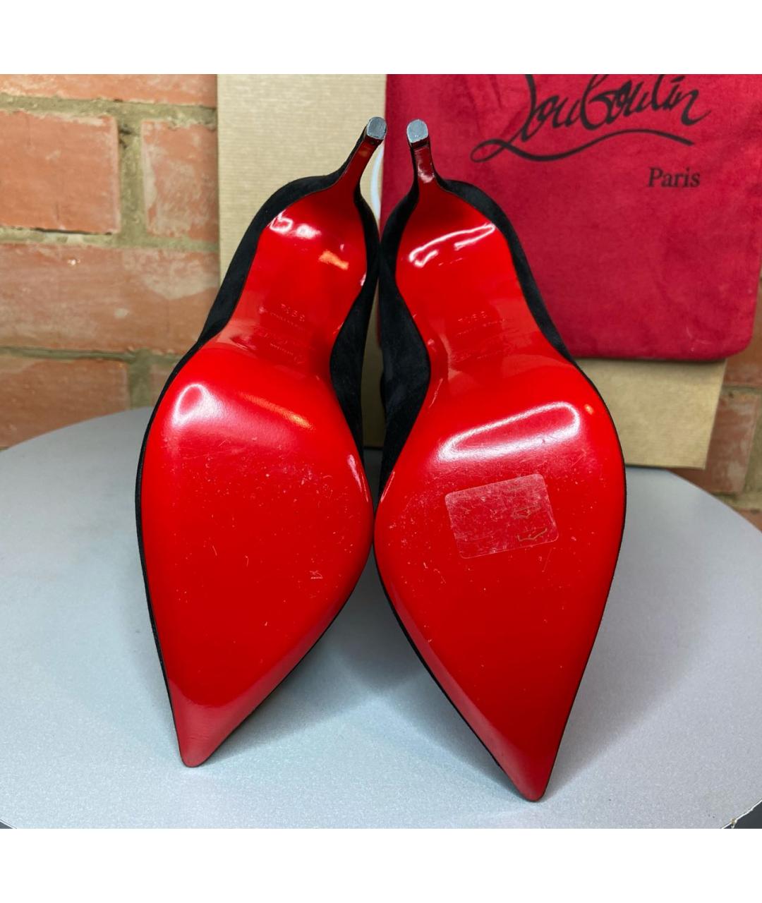 CHRISTIAN LOUBOUTIN Черные замшевые полусапоги, фото 5