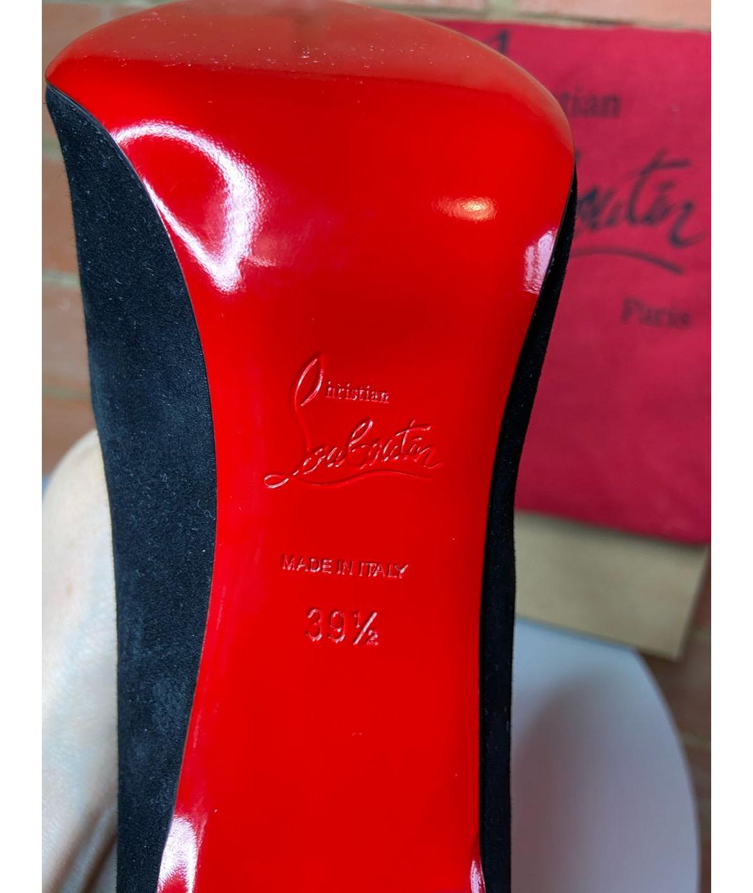 CHRISTIAN LOUBOUTIN Черные замшевые полусапоги, фото 6