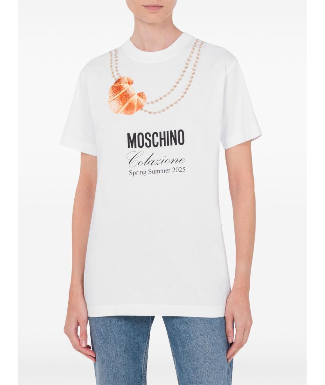MOSCHINO Белая хлопковая футболка, фото 2