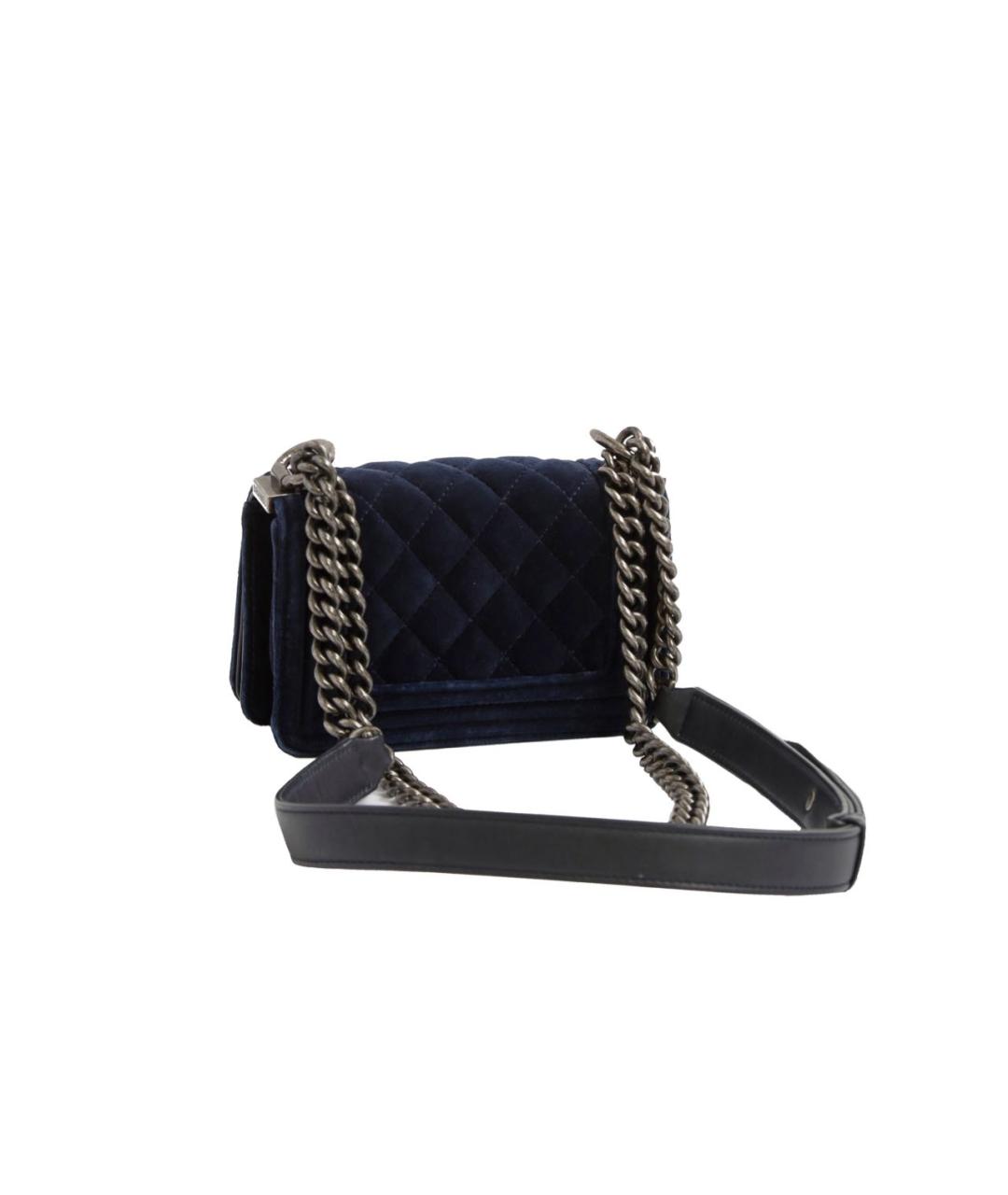 CHANEL Темно-синяя кожаная сумка через плечо, фото 3
