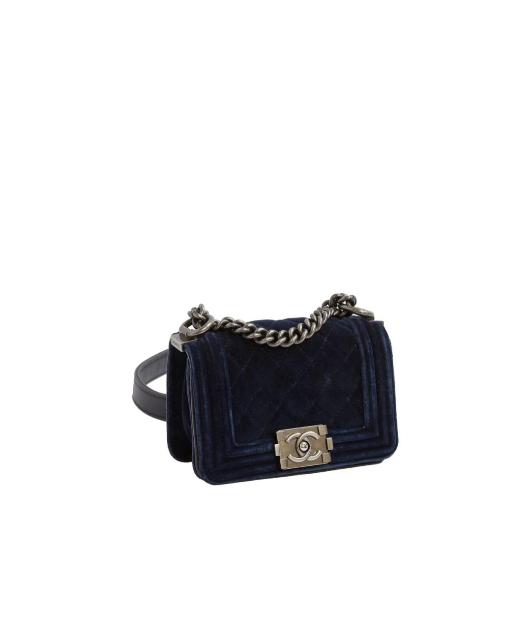 CHANEL Темно-синяя кожаная сумка через плечо, фото 2