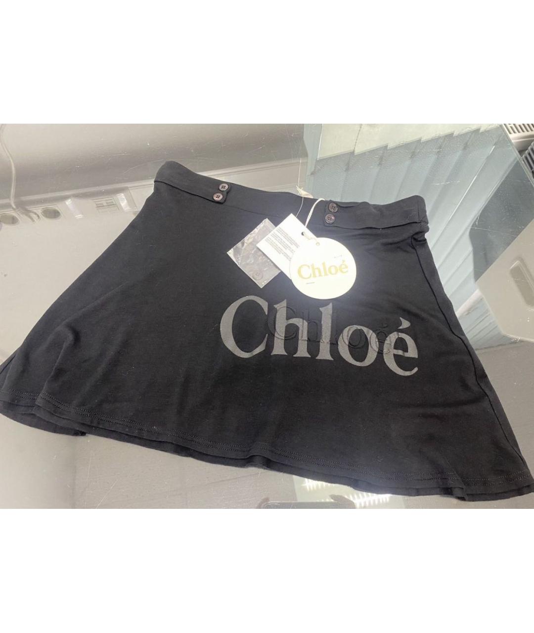 CHLOE Черная вискозная юбка мини, фото 4