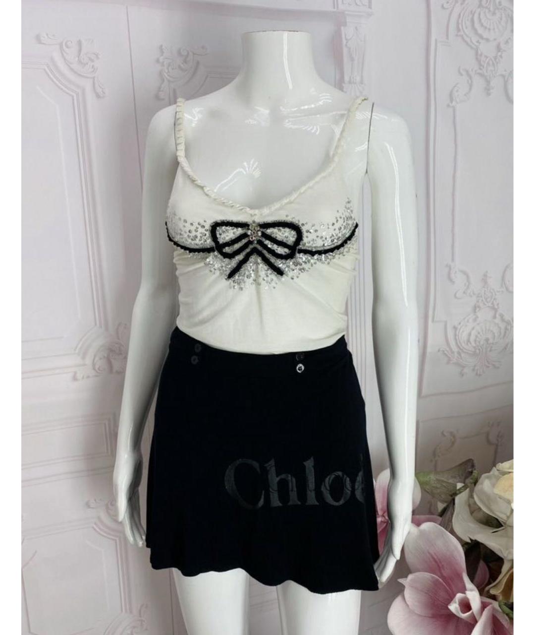 CHLOE Черная вискозная юбка мини, фото 8