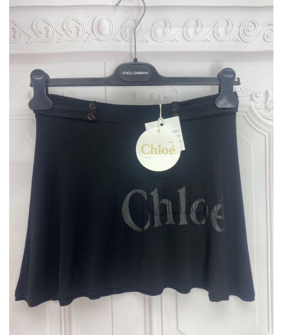 CHLOE Черная вискозная юбка мини, фото 7
