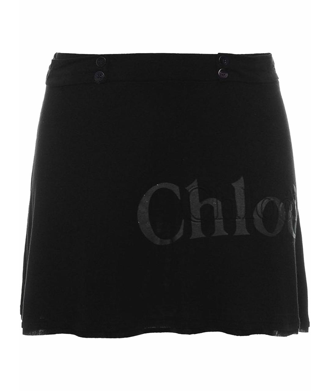 CHLOE Черная вискозная юбка мини, фото 1