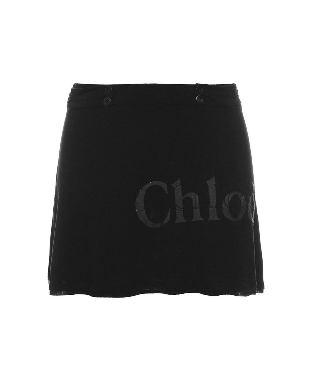 CHLOE Черная вискозная юбка мини, фото 9