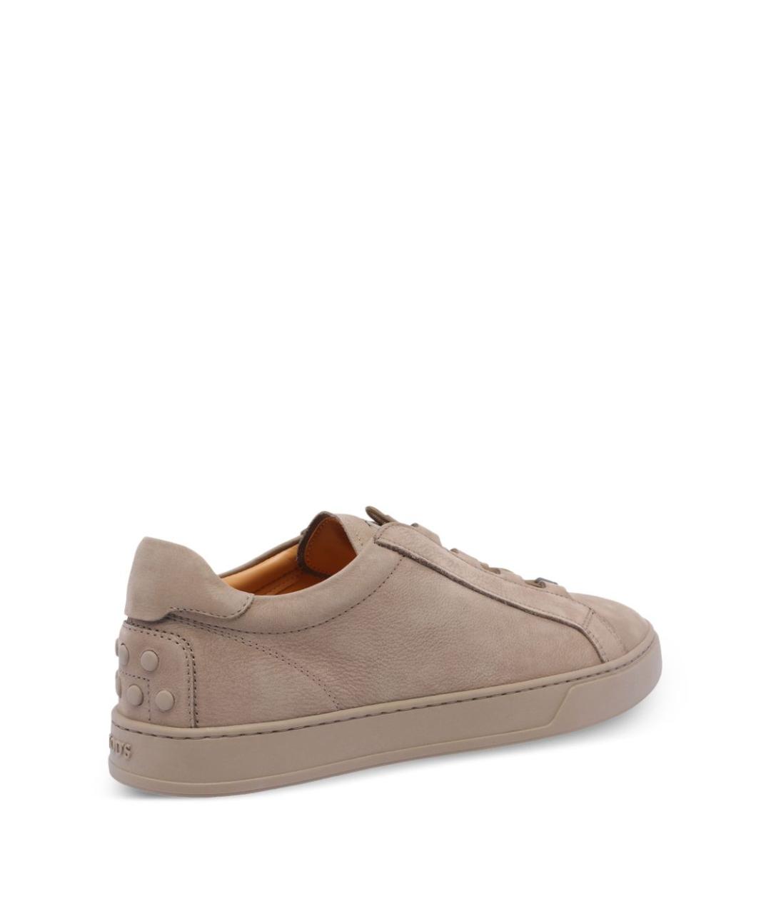 TOD'S Бежевые кожаные низкие кроссовки / кеды, фото 3