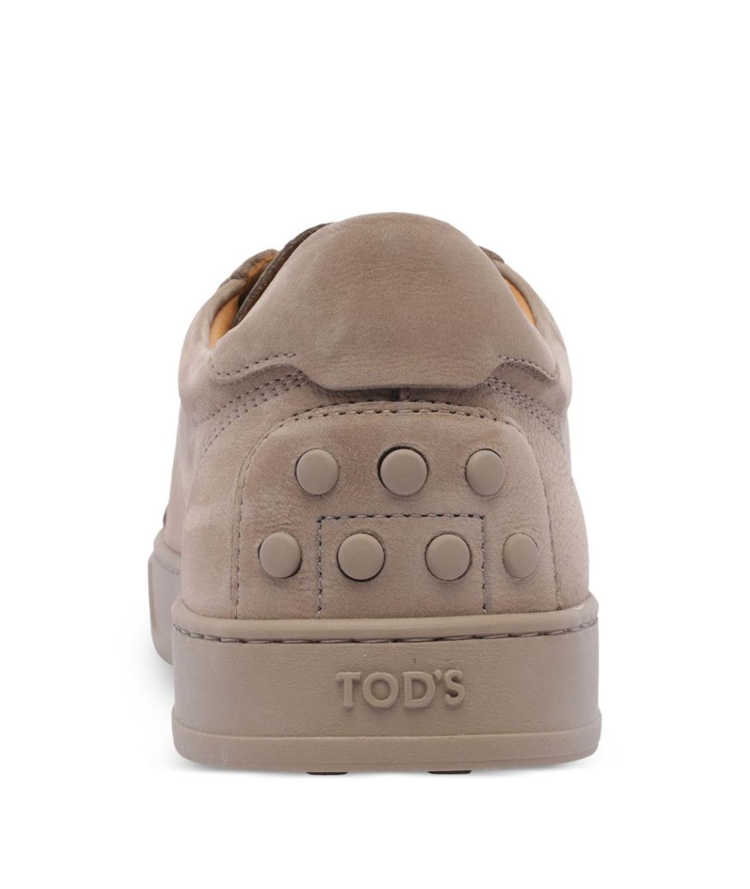 TOD'S Бежевые кожаные низкие кроссовки / кеды, фото 4