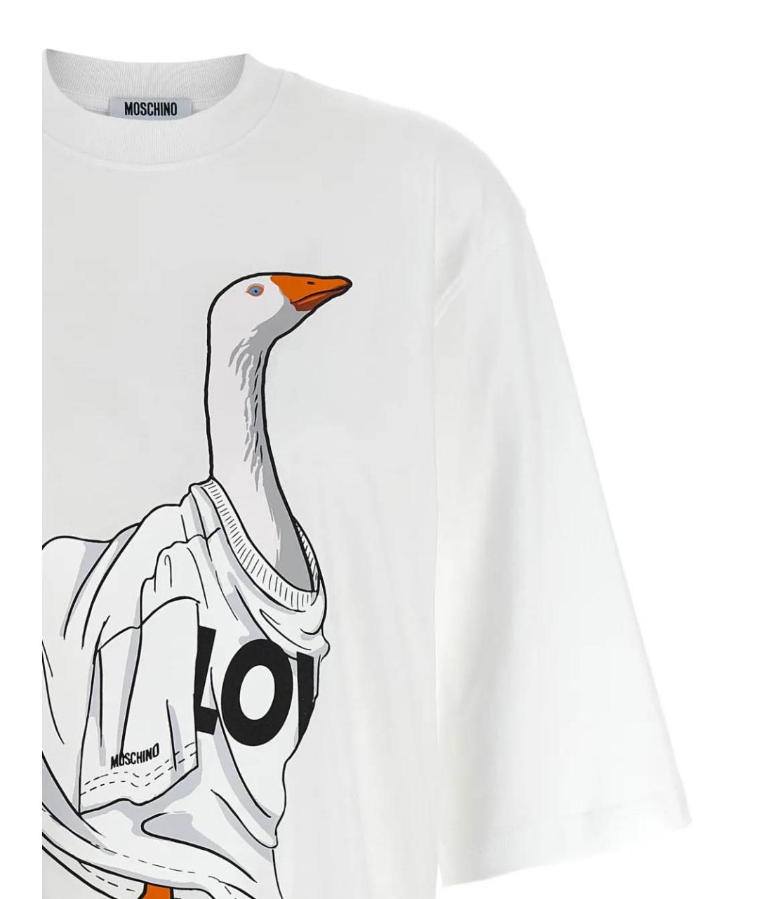 MOSCHINO Белая хлопковая футболка, фото 4