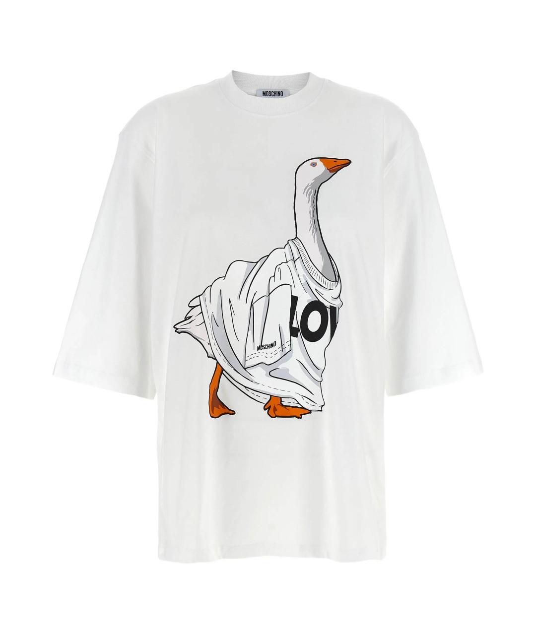 MOSCHINO Белая хлопковая футболка, фото 1