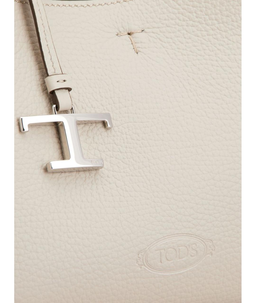 TOD'S Белая кожаная сумка тоут, фото 5