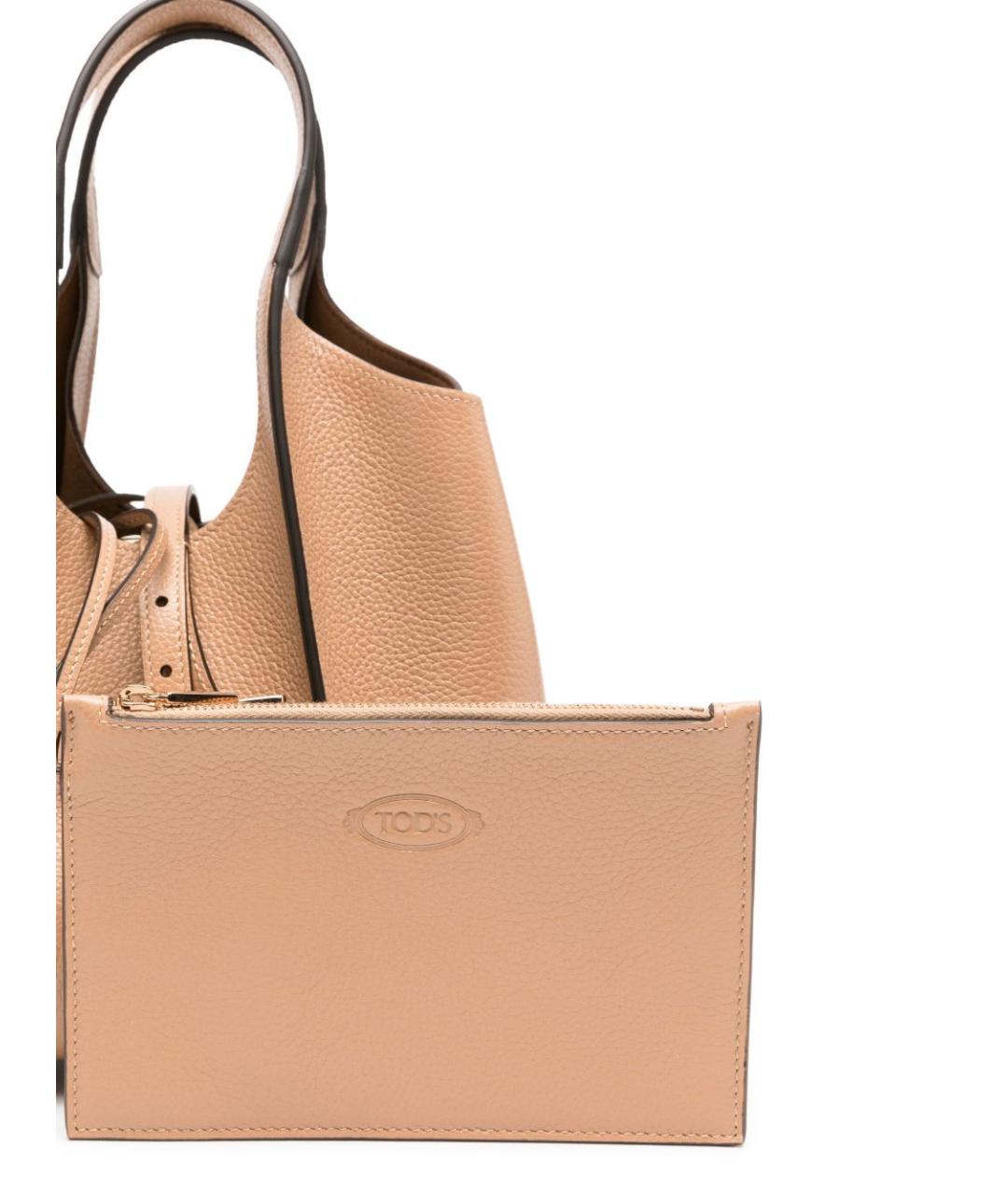 TOD'S Бежевая кожаная сумка тоут, фото 4
