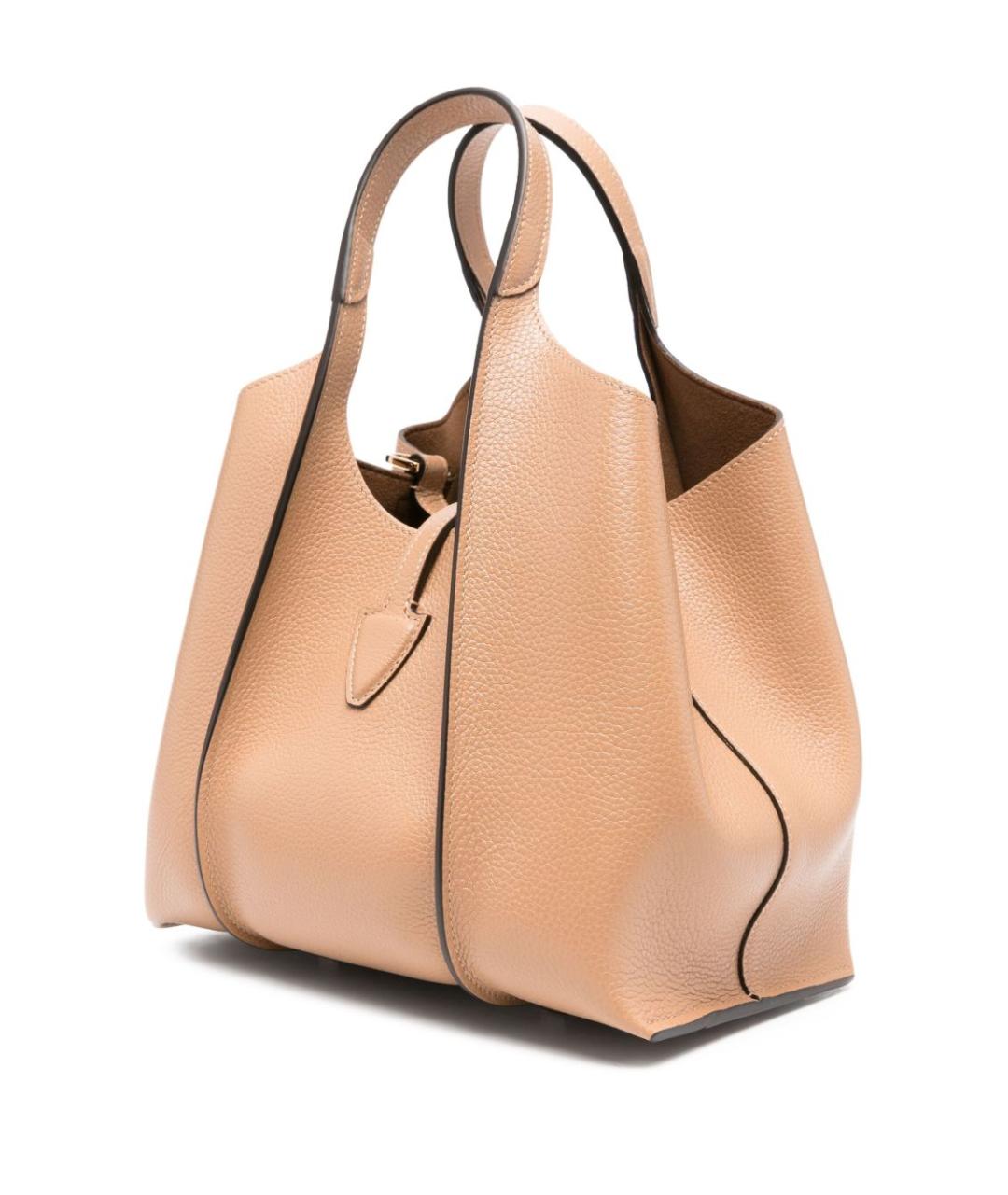 TOD'S Бежевая кожаная сумка тоут, фото 3