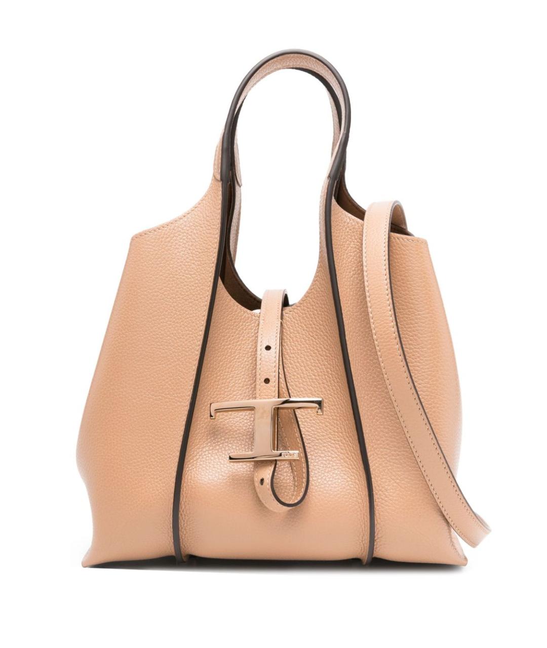 TOD'S Бежевая кожаная сумка тоут, фото 1