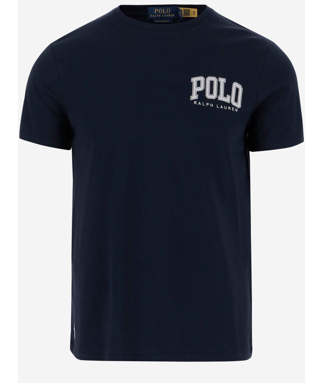 POLO RALPH LAUREN Темно-синяя хлопковая футболка, фото 4