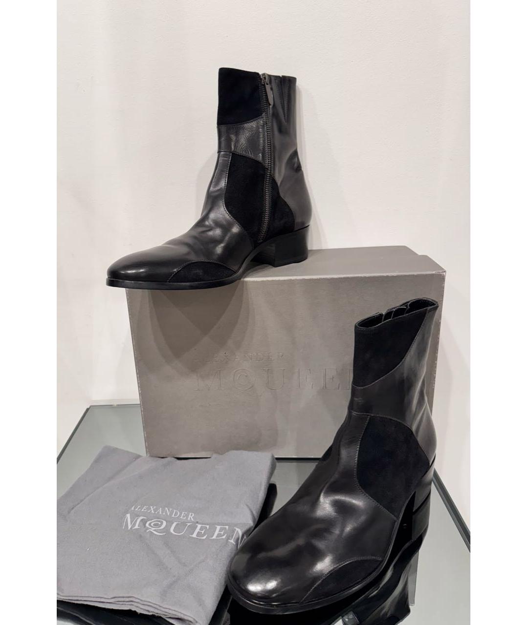 ALEXANDER MCQUEEN Черные кожаные высокие ботинки, фото 6