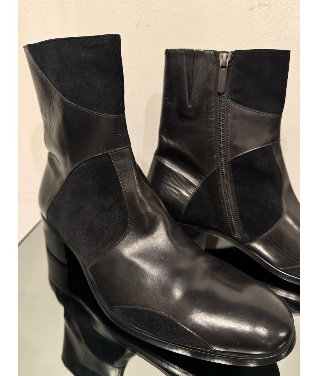 ALEXANDER MCQUEEN Черные кожаные высокие ботинки, фото 4