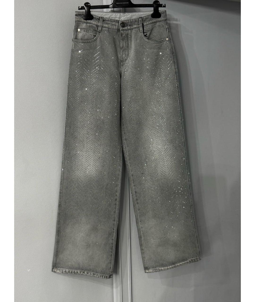 ERMANNO SCERVINO Серые хлопковые прямые джинсы, фото 8
