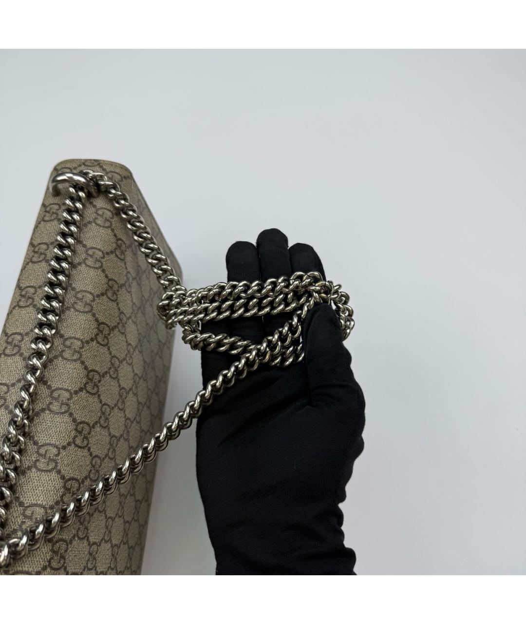 GUCCI Бежевая кожаная сумка через плечо, фото 7