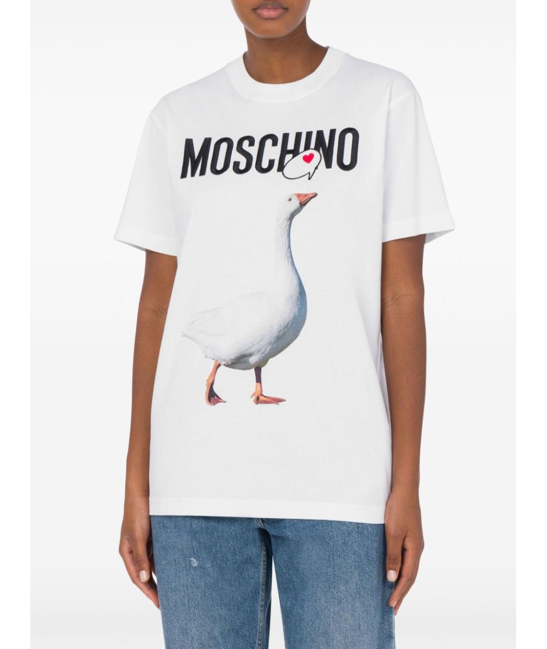 MOSCHINO Белая хлопковая футболка, фото 2