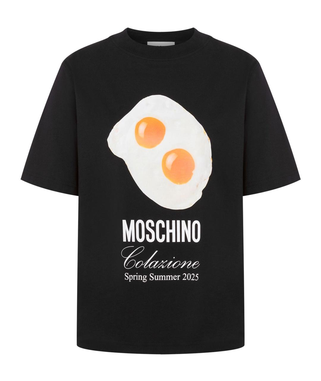 MOSCHINO Черная хлопковая футболка, фото 1