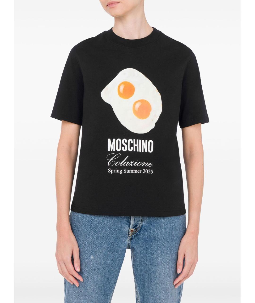 MOSCHINO Черная хлопковая футболка, фото 2