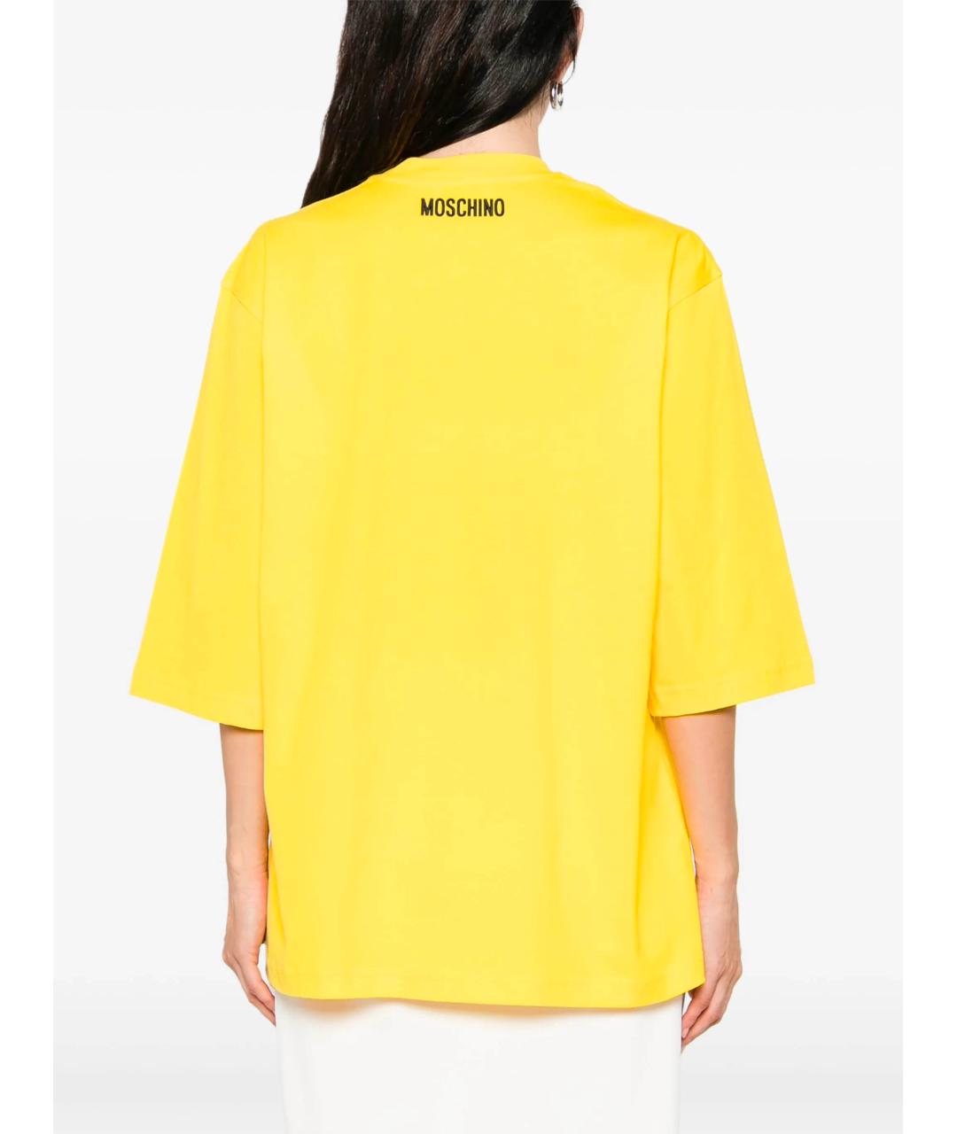 MOSCHINO Желтая хлопковая футболка, фото 4