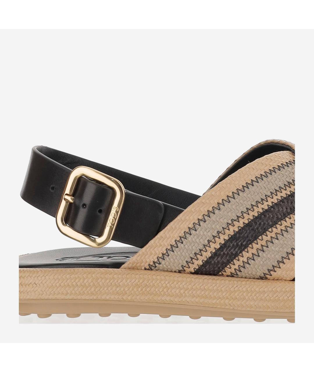 TOD'S Бежевые текстильные сандалии, фото 5