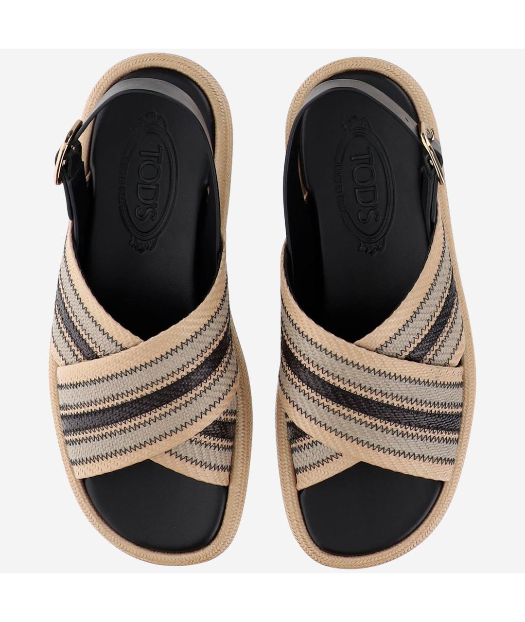 TOD'S Бежевые текстильные сандалии, фото 2