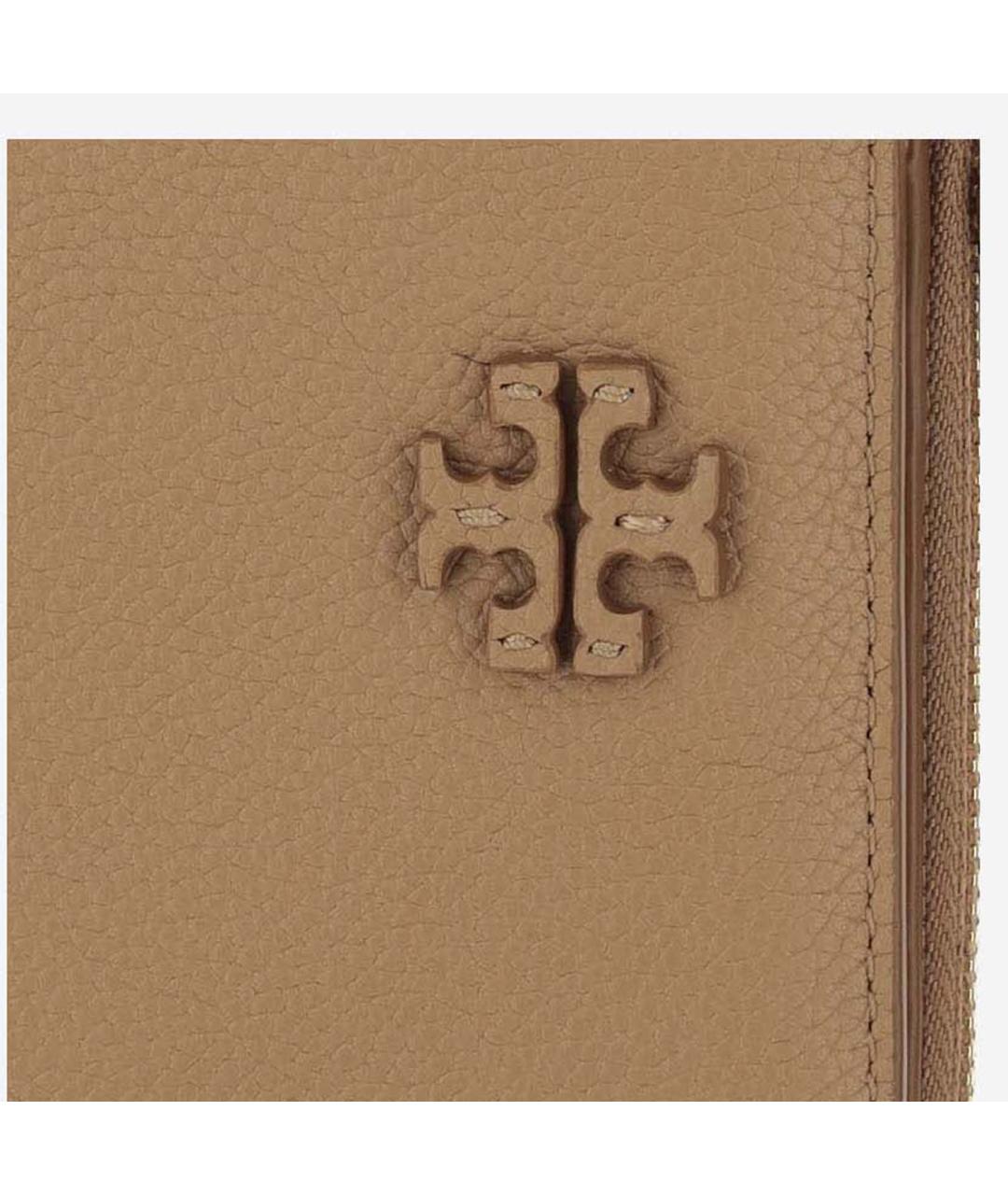 TORY BURCH Бежевый кожаный кошелек, фото 2