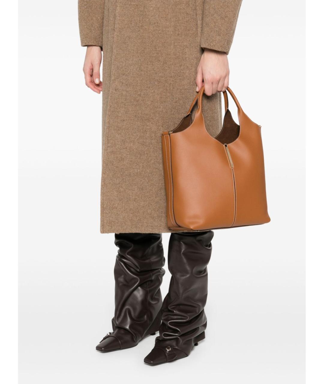 TOD'S Коричневая кожаная сумка тоут, фото 2