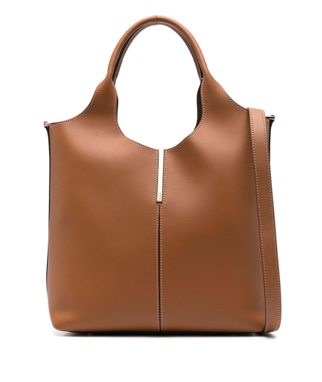 TOD'S Коричневая кожаная сумка тоут, фото 1