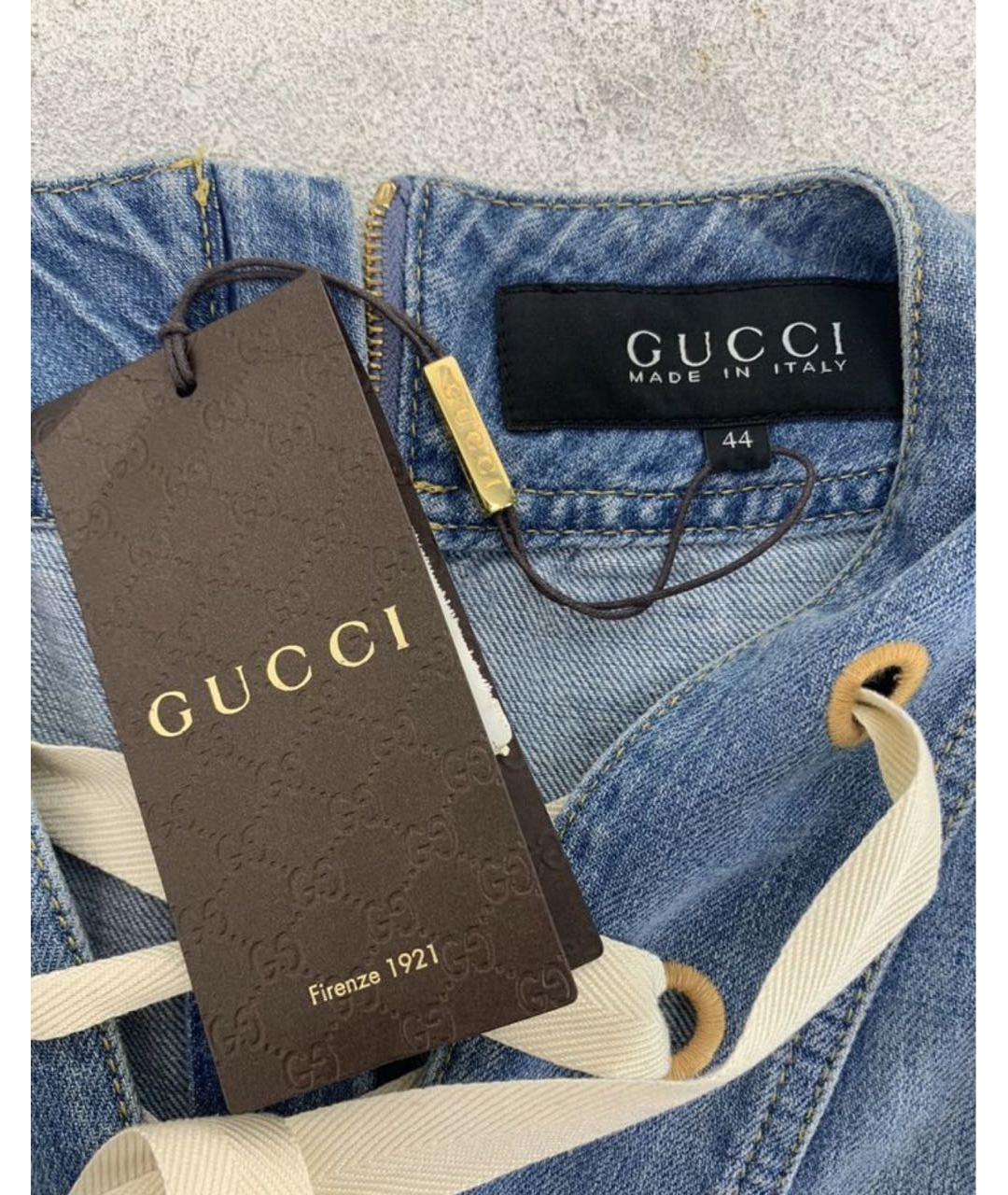 GUCCI Голубое хлопковое повседневное платье, фото 3