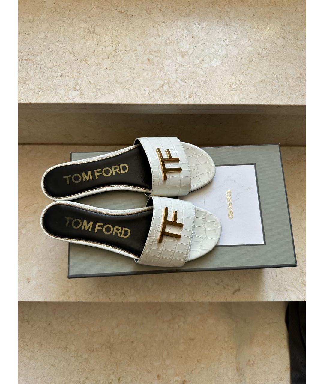 TOM FORD Белые кожаные мюли, фото 2