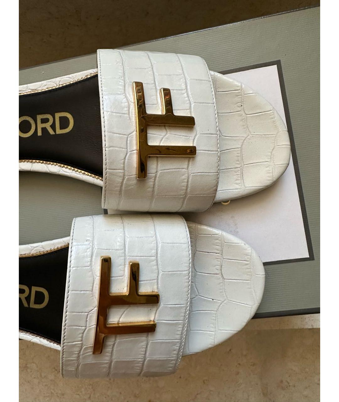 TOM FORD Белые кожаные мюли, фото 7