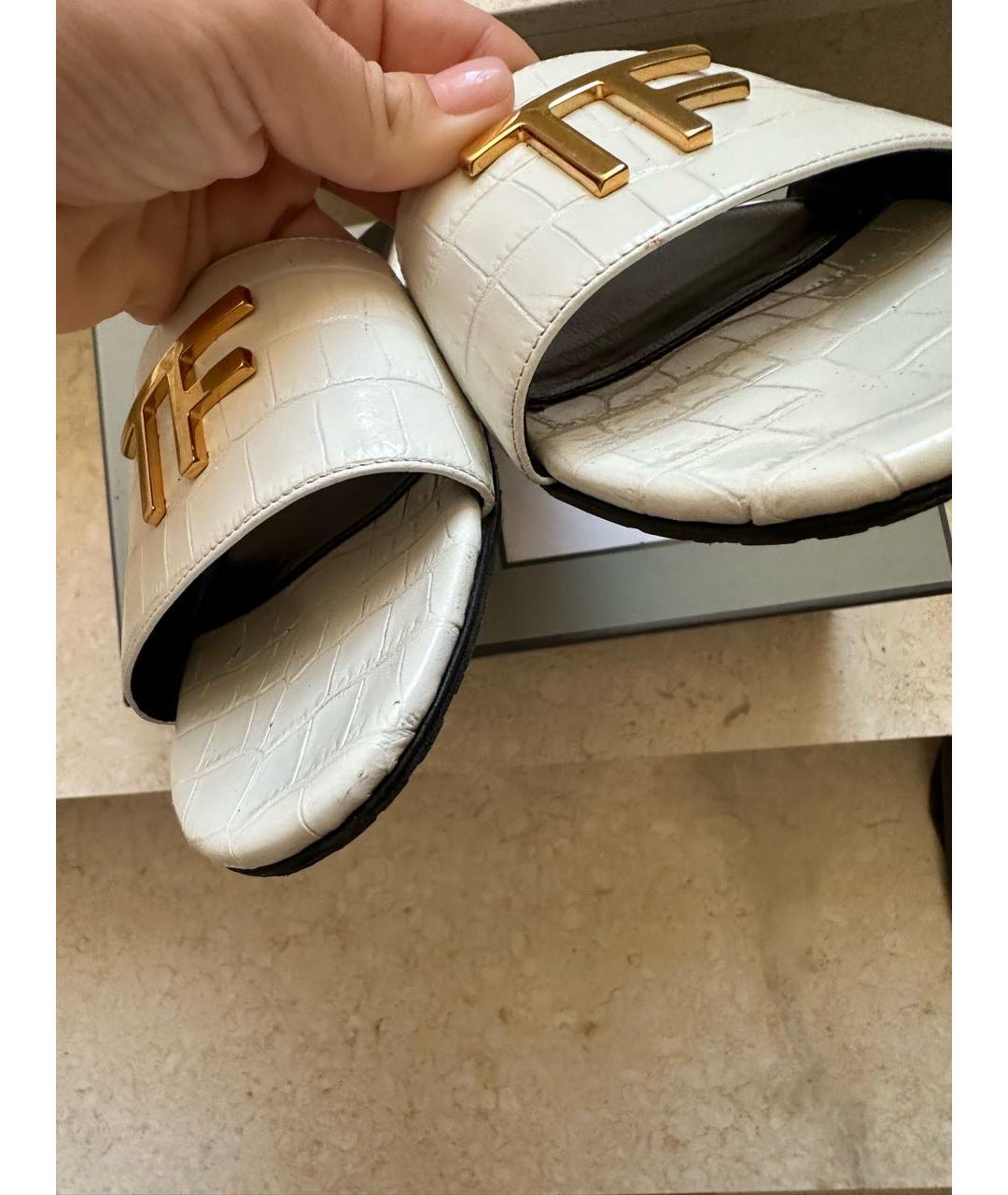 TOM FORD Белые кожаные мюли, фото 6